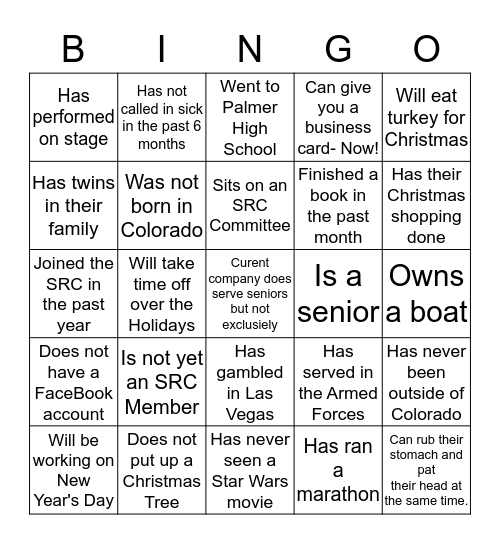 SRC Bingo Card