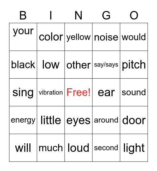 March High Frequency Words Bingo Card