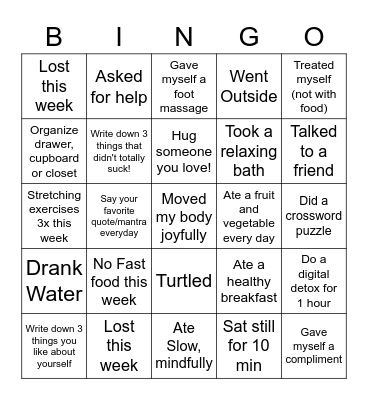 SELF-CARE BINGO Card