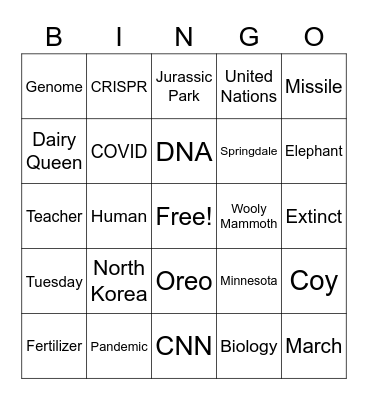 CNN 10 Bingo Card