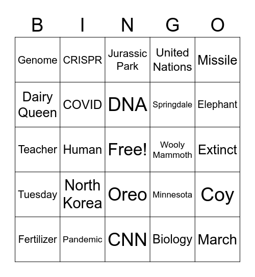 CNN 10 Bingo Card