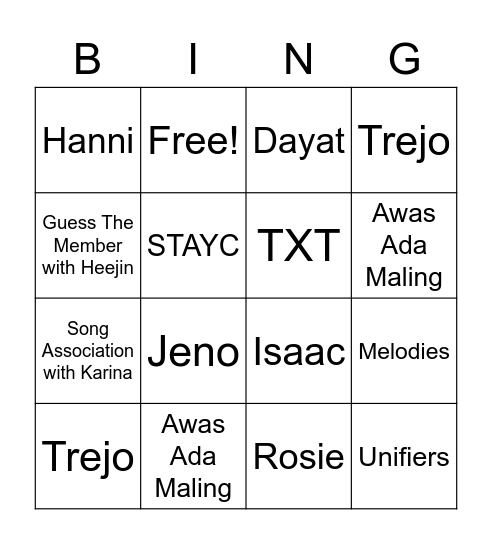 HOM Bingo Card