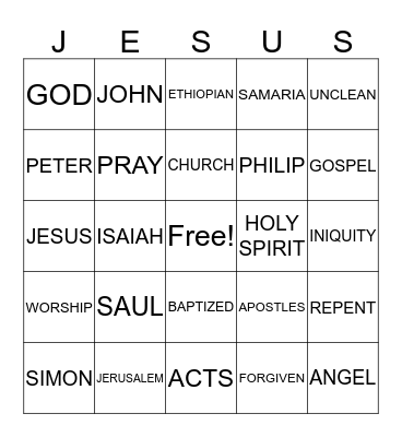 Bible Bingo Card