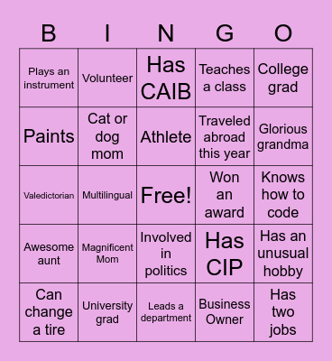 International Women's Day Bingo Card