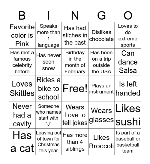 Neptune Middle People BINGO Card