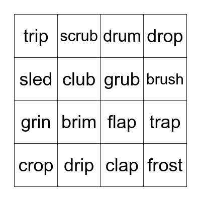 M5W2 - R Blends Bingo Card