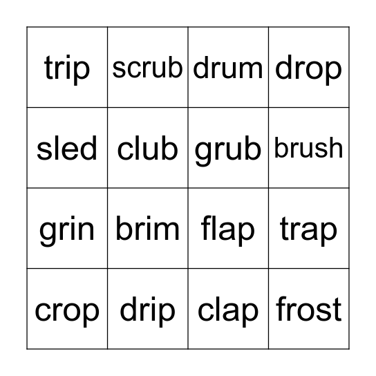 M5W2 - R Blends Bingo Card