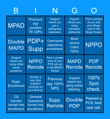 Connector Bingo Card