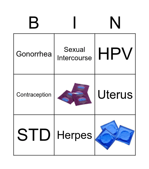 Sexual Health Bingo Card