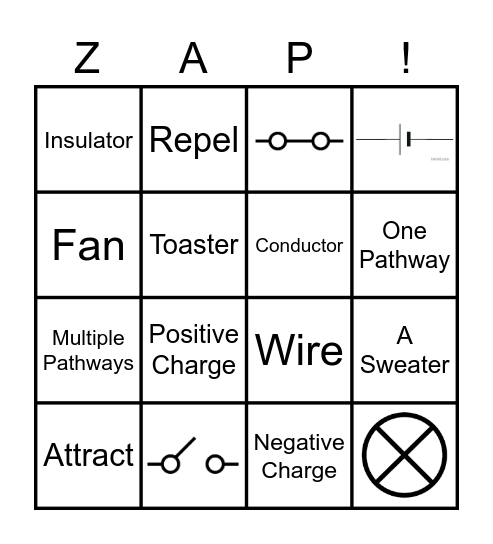 Electric Zap! Bingo Card