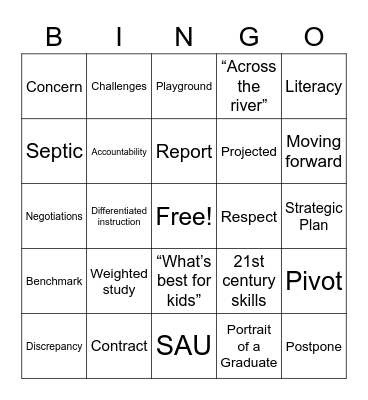 8 March SB Meeting Bingo Card
