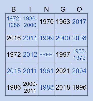 GPTC History Bingo Card