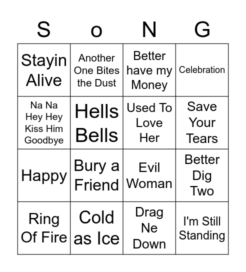 Funeral Bingo Card