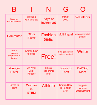 Women's Empowerment Bingo Card