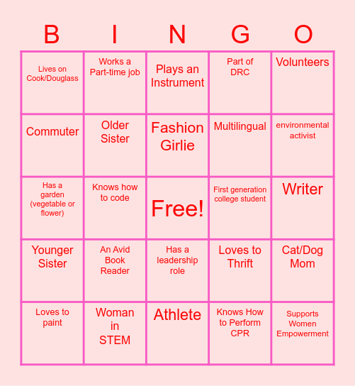 Women's Empowerment Bingo Card