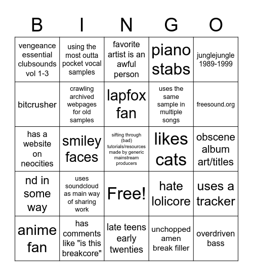 Jungle artist in 2020's bingo Card