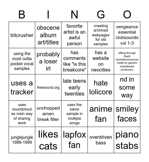 Jungle Artist in 2020's Bingo Card