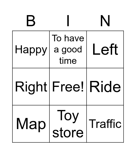 Asking the way Bingo Card