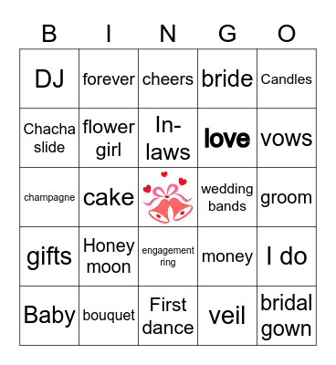 Bridal Bingo Card