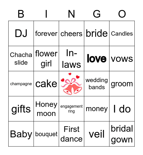 Bridal Bingo Card