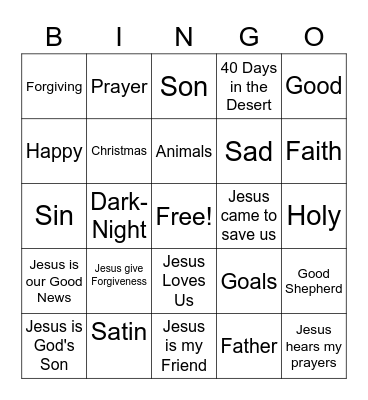 Jesus Loves Me Bingo Card