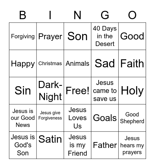 Jesus Loves Me Bingo Card