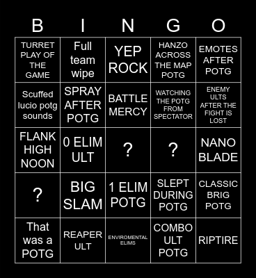 POTG BINGO Card