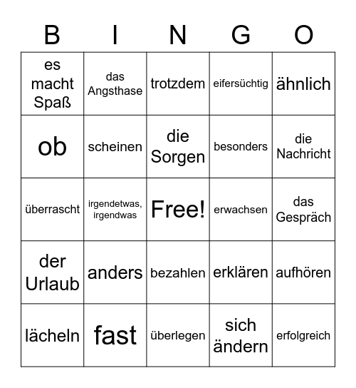 die wahre Jasmin 4-6 Bingo Card