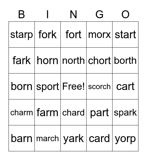 OR vs. AR Bingo Card