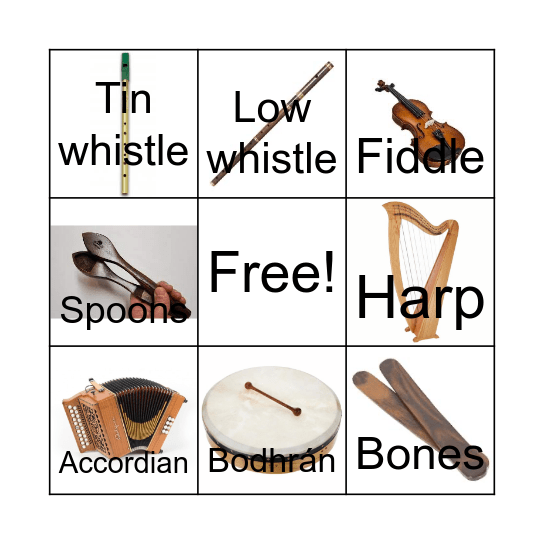 Irish Instruments Bingo Card