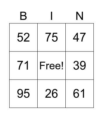 numeros, decenas Bingo Card