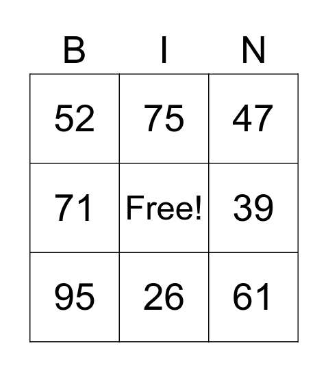 numeros, decenas Bingo Card