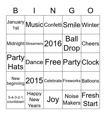 Fresh Start Week Bingo Card