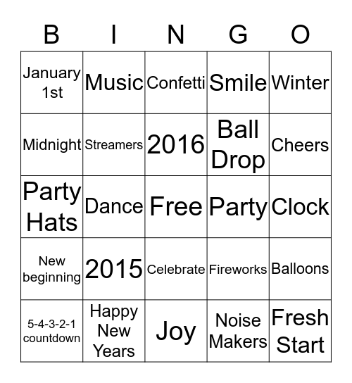 Fresh Start Week Bingo Card