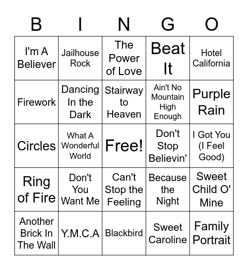 MusiK bingo 1 Bingo Card