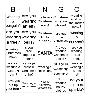 Christmas Bingo Card