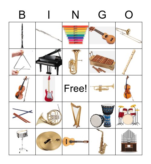 Instrument Bingo- Picture Bingo Card