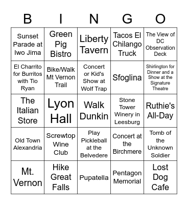 Arlington Bingo Card