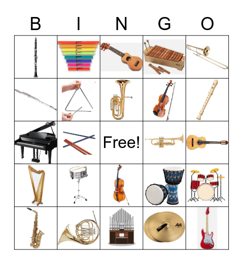 Instrument Bingo- Picture Bingo Card