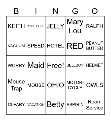 Mouse and the Motorcycle Bingo Card