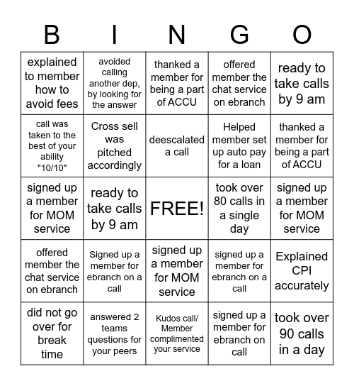 SOLUTION CENTER Bingo Card