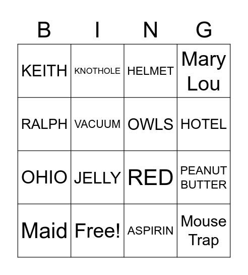 Mouse and the Motorcycle Bingo Card