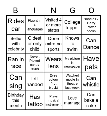 HumanBingo Card