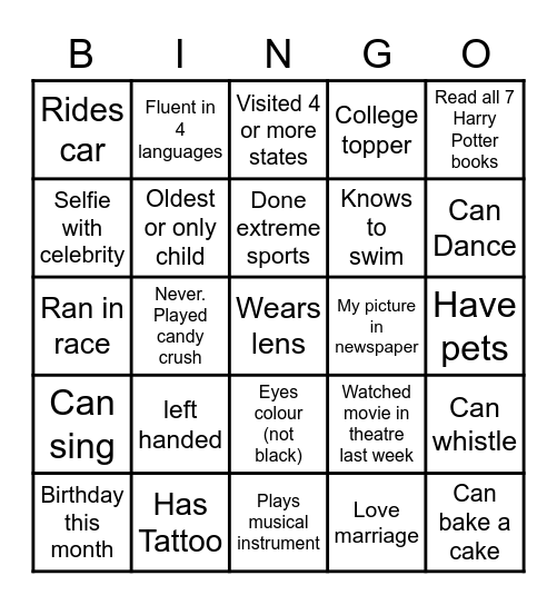 HumanBingo Card