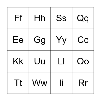 Alphabet Bingo Card