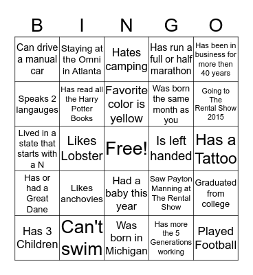 ARA of Michigan  Bingo Card