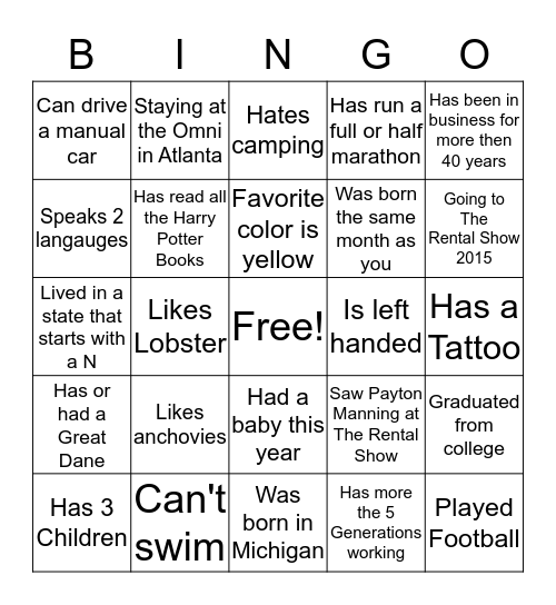 ARA of Michigan  Bingo Card