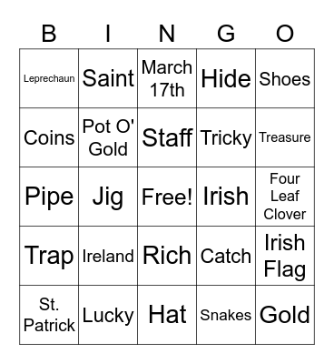 St. Patrick's Day Bingo Card