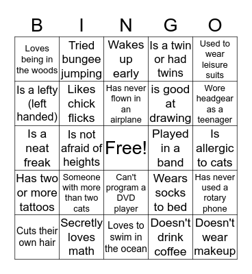 AHOH Staff "People BINGO"  Bingo Card