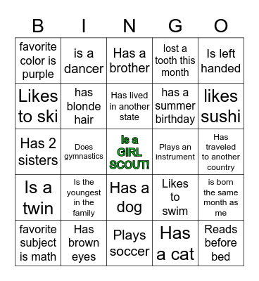 I have a friend who... Bingo Card
